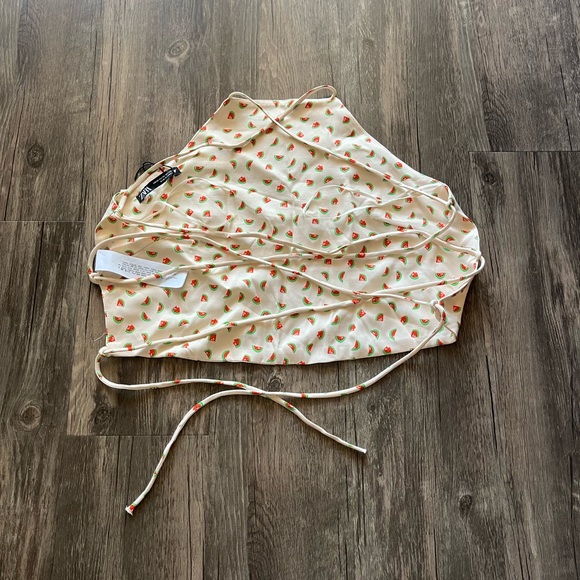 NWT Zara Corset Back Watermelon Crop Top Sz M - Picture 3 of 5